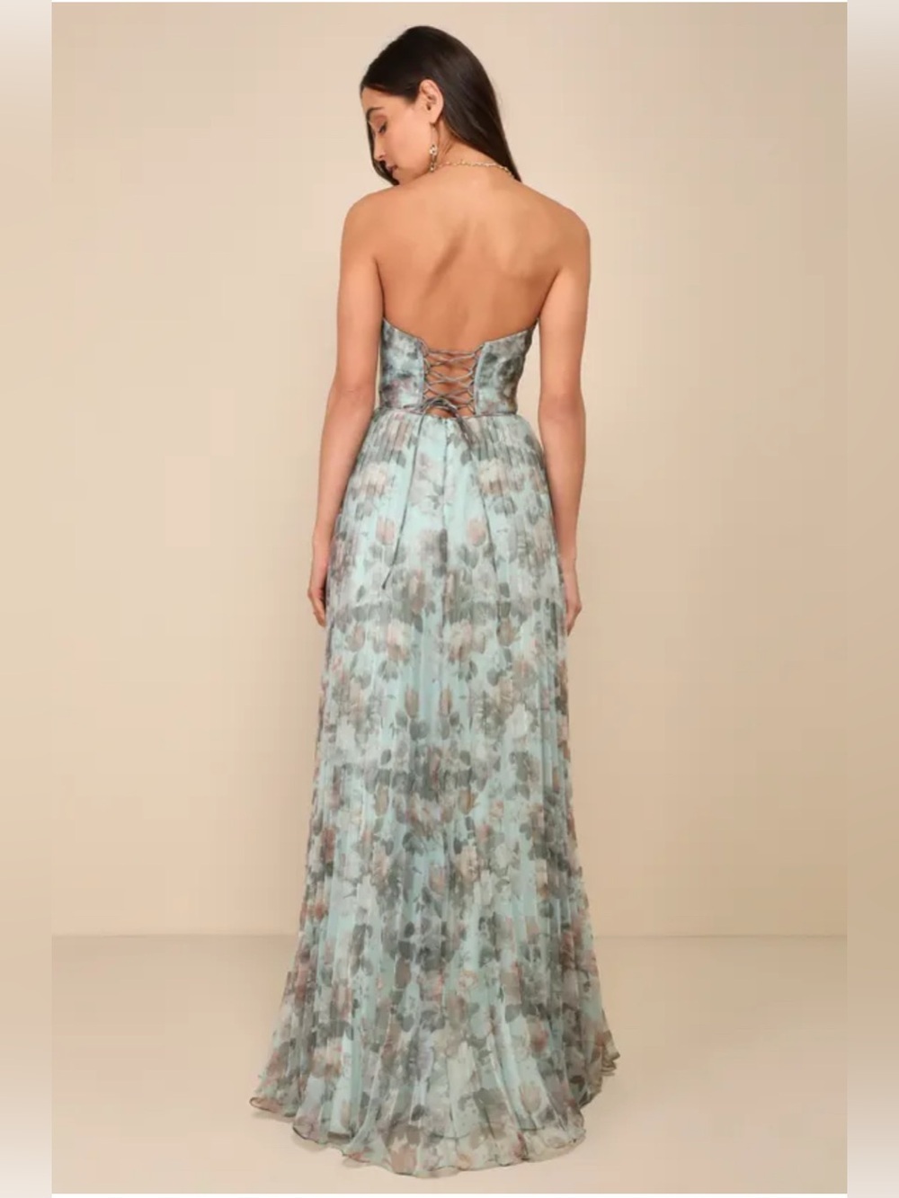 Most Beautiful Day Sage Multi Floral Print Organza Maxi Dress | NWT | XS - Picture 2 of 8